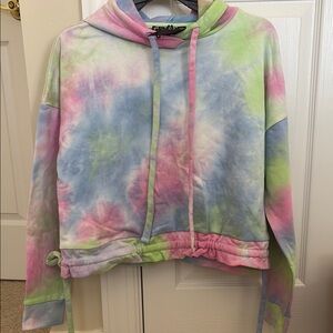 NWT Blank NYC Tease Me Tie Dyed Hoodie Sweatshirt Blue/Pink/Green - XS